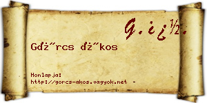 Görcs Ákos névjegykártya